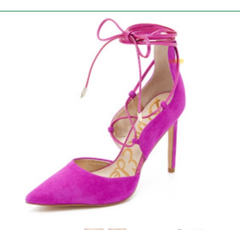 Sam Edelman Pink Suede Lace-Up Pointed Toe Heel